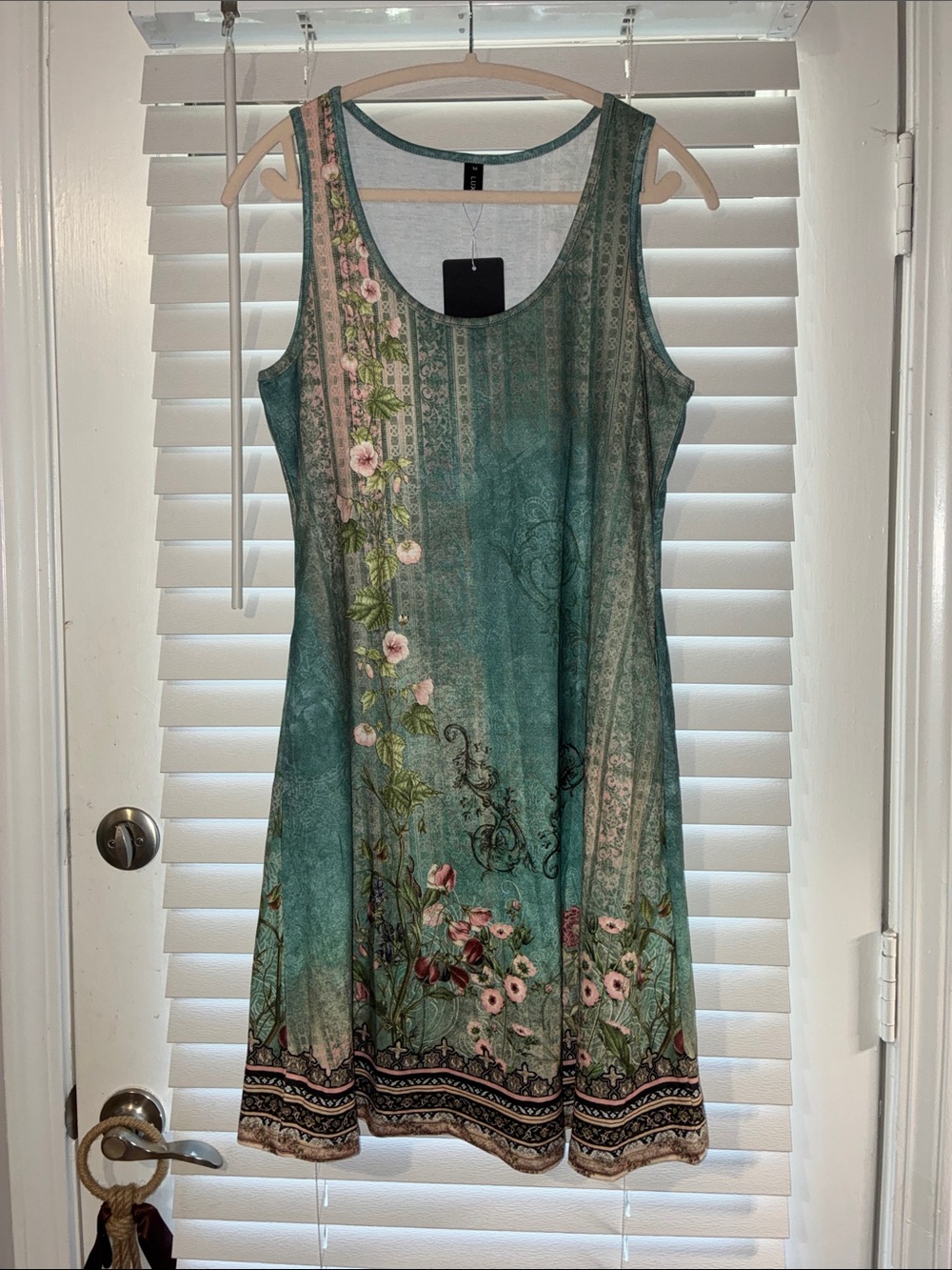 Lux Teal and Pink Floral Midi Dress